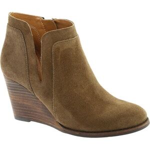 Lucky Brand Women's Yabba Wedge‎ Suede Leather Booties, Antique Green - Size 8